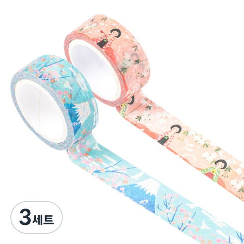 라이프포인트 일본풍 일러스트 마스킹 테이프 04벚꽃눈 세트, 04벚꽃눈, 07교토, 3세트