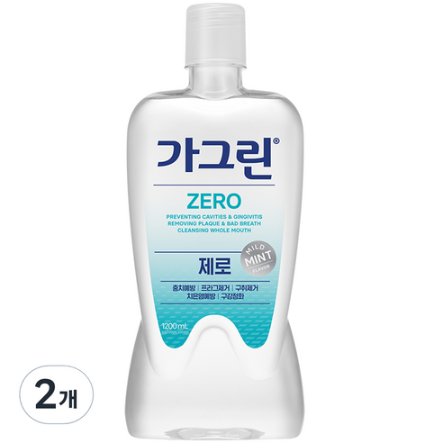 가그린 제로 구강청결제, 1200ml, 2개