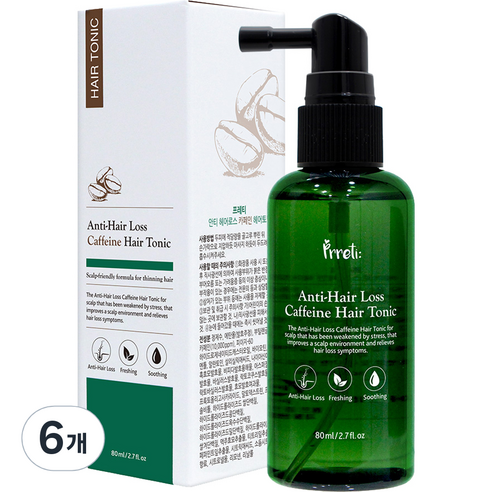 프레티 안티 헤어로스 카페인 헤어토닉, 80ml, 6개