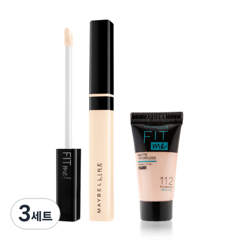메이블린 핏미 컨실러 7ml + 미니 파운데이션 5ml 세트, 05 아이보리(컨실러), 랜덤발송(파운데이션), 3세트