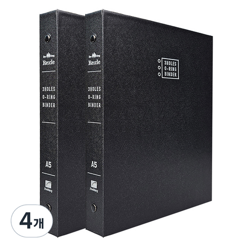 희망사무포인트 A5 리클 3공 O링 바인더 BA3206, 흑색, 4개