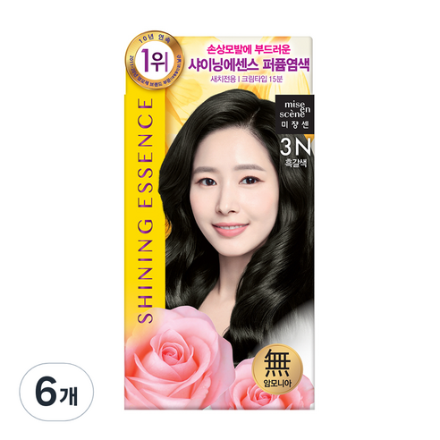 미쟝센 샤이닝 에센스 새치전용 염색제, 3N 흑갈색, 6개