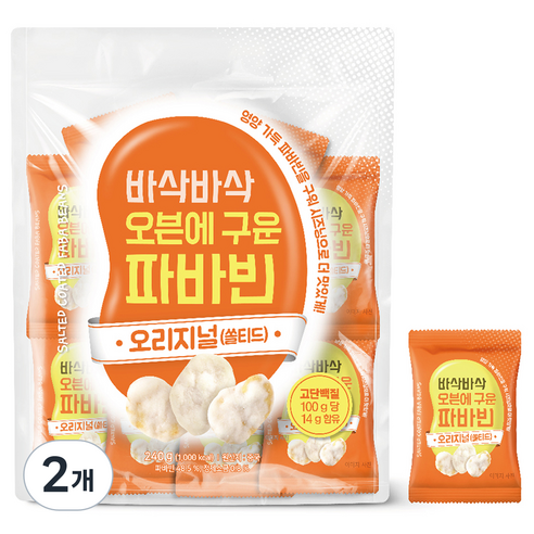 바삭바삭 오븐에 구운 파바빈 스낵 오리지널 쏠티드 10p, 240g, 2개