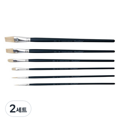 윈저앤뉴튼 유화붓 화운데이션 6p 세트 WI5295026, Round(3호, 6호), Flat(10호, 14호), Filbert(3호, 6호), 2세트