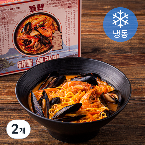 모두의맛집 놀맨 해물생라면 (냉동), 740g, 2개