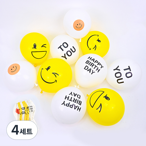 파티쇼 스마일 벌스데이 파티풍선 30cm 10종 세트, 혼합색상, 4세트