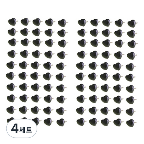 문구담 귀여운 하트모양 압정 세트 블랙, 50개입, 4세트