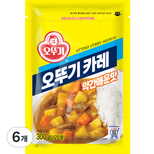 오뚜기 카레 과립형 약간 매운맛, 300g, 6개