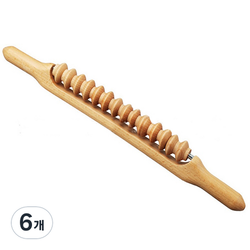 룻츠 마사지 나무 스틱 소, 6개, 우드 네츄럴