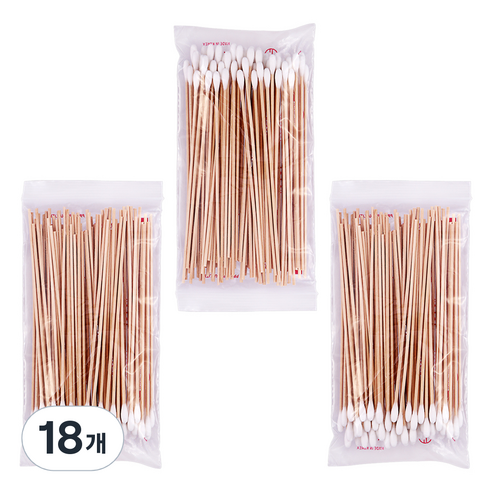 쓰리포 15cm 자작나무 긴 면봉, 100개입, 18개