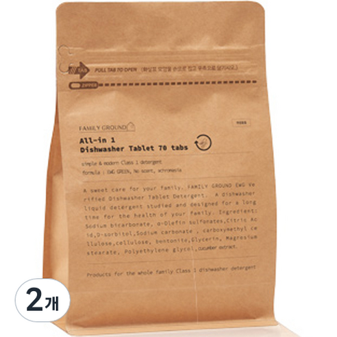 패밀리그라운드 올인원 식품첨가물 1종 타블렛 식기세척기세제 70p, 280g, 2개 Best 5 패밀리그라운드 올인원 식품첨가물 1종 타블렛 식기세척기세제 70p, 280g, 2개 Best 5