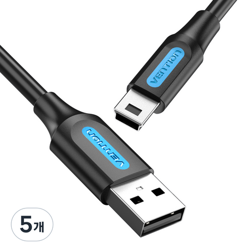 벤션 USB A to 미니5핀 케이블 COM, 3m, 블랙, 5개