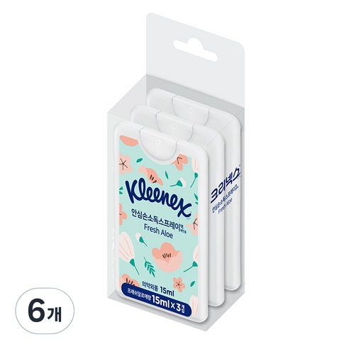 크리넥스 안심손소독 스프레이 액, 15ml, 6개