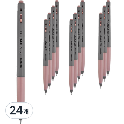 모나미 153 그리퍼 볼펜 0.7mm, 레드, 24개