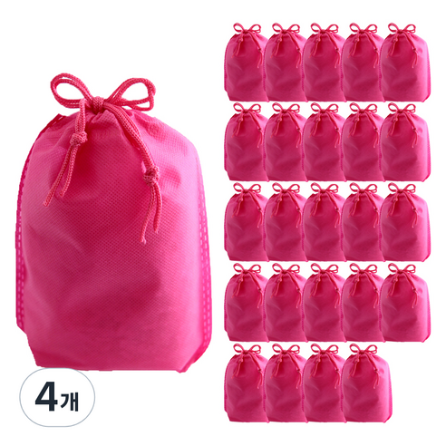 부직포 복주머니 더스트백 16 x 25 cm 25p, 핫핑크, 4개