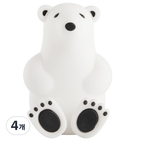 블럭마트 곰모양 칫솔 다용도 홀더, 화이트, 4개