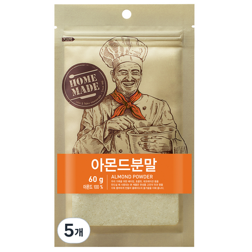 [큐원] 홈메이드 아몬드 분말, 60g, 5개