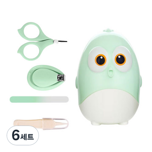 미빌 유아용 삐약삐약 손톱깍이 세트, 그린, 6세트