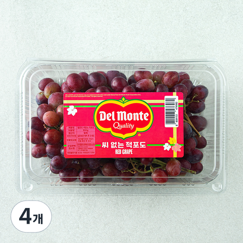델몬트 칠레산 씨없는 적포도, 4개, 800g