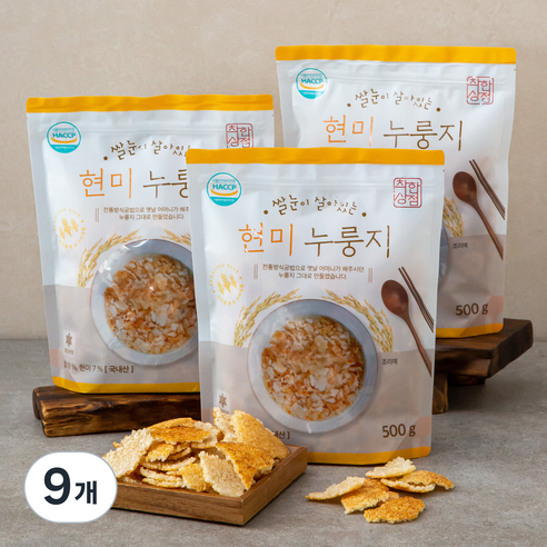 착한상점 쌀눈이 살아있는 현미 누룽지, 500g, 9개