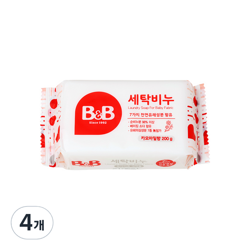 비앤비 유아의류용 세탁비누 카모마일, 200g, 4개