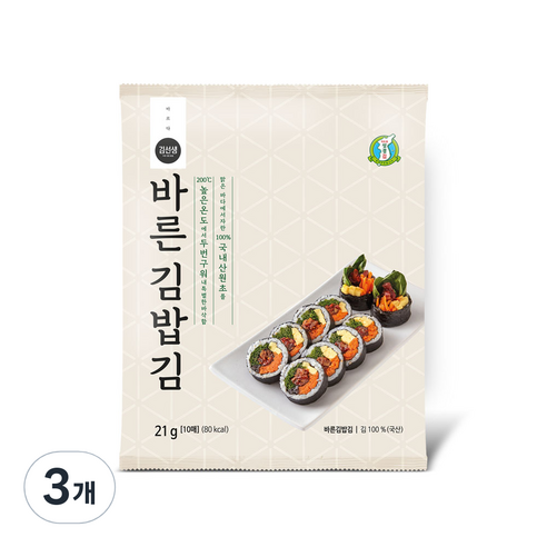 성경식품 바르다김선생 바른 김밥김 10p, 21g, 3개