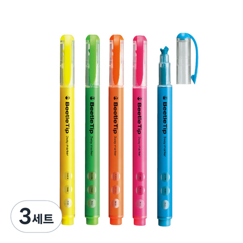 고쿠요 비틀팁 3WAY 형광펜 세트, 5색, 3세트