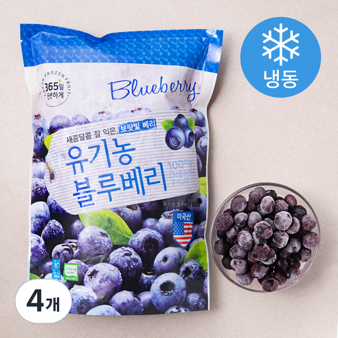 호재준 유기가공식품 인증 블루베리 (냉동), 500g, 4개