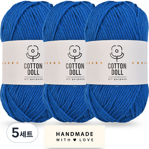 니뜨 코튼돌실 50g x 3p + 코튼 라벨 세트, 5세트, 33 로얄블루