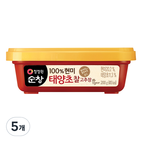 청정원 순창 태양초 찰고추장, 5개, 200g