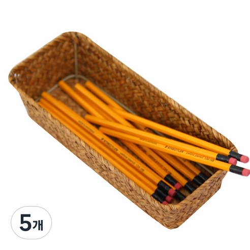 공간안애 작은 직사각 라탄바구니, 네츄럴, 5개
