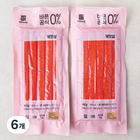 새로미어묵 바른공식0% 게맛살, 180g, 6개