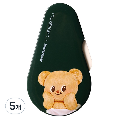 델리 버터베어 누사인 슬라이딩 수정테이프 5mm x 12m, 그린, 5개