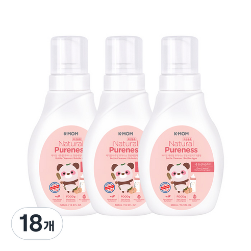케이맘 퓨어니스 젖병세정제 거품형 용기, 500ml, 18개