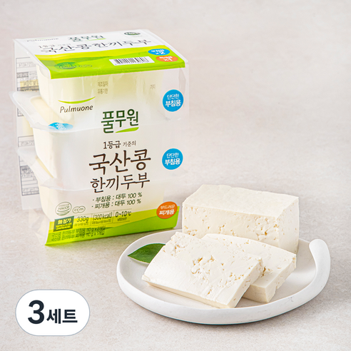 풀무원 국내산 콩 한끼두부 부침용 110g x 2입 + 찌개용 110g 세트, 330g, 3세트