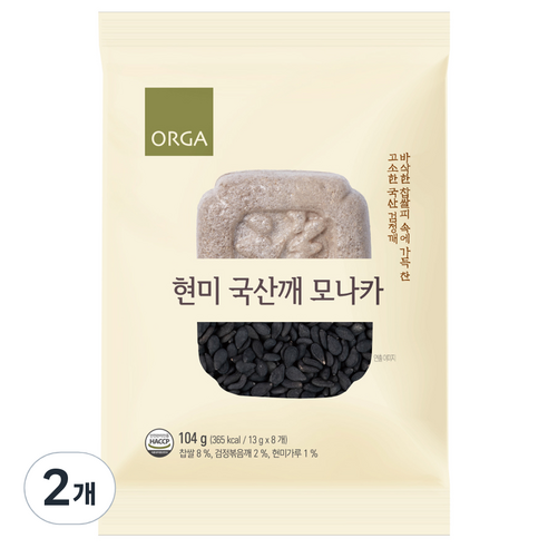 ORGA 현미 국산깨 모나카, 104g, 2개
