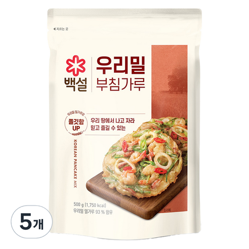백설 우리밀 부침가루, 500g, 5개 우리밀로만든부침가루 백설 우리밀 부침가루, 500g, 5개 우리밀로만든부침가루