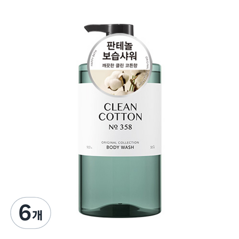 해피바스 오리지널 컬렉션 바디워시 클린코튼향, 910g, 6개