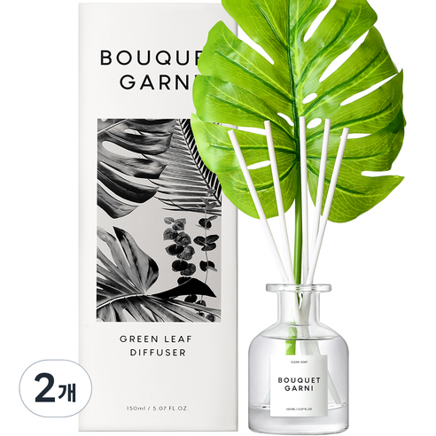 부케가르니 그린리프 몬스테라 디퓨저 150ml, 클린솝, 2개