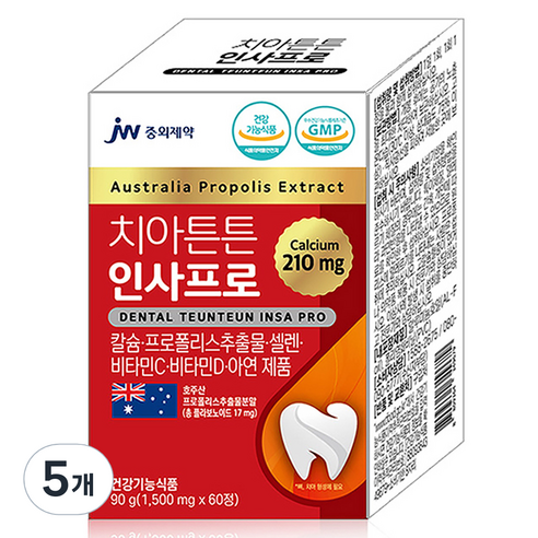 JW중외제약 치아튼튼 인사프로, 60정, 90g, 5개