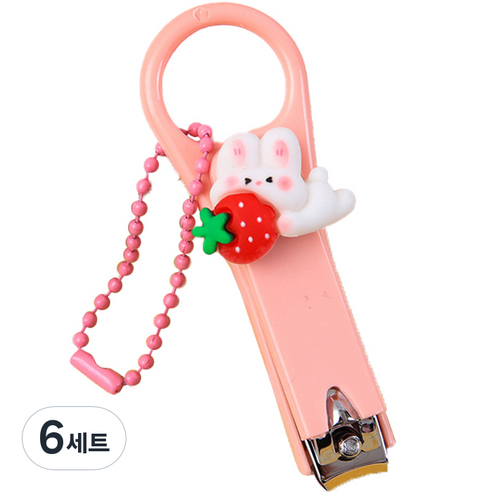 셀러마켓 딸기 토끼 손톱깎이 상큼한딸기토끼 + 구슬체인 세트, 6세트