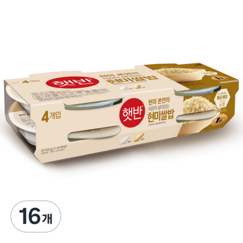 햇반 현미쌀밥, 210g, 16개