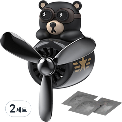 머레이 조종사 캐릭터 HIKII Bear Black + 송풍구 차량용 고체 방향제 3p 세트 바닐라향, 2세트