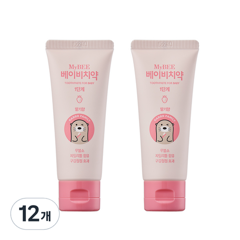 마이비 베이비치약 1단계 딸기향, 50g, 12개