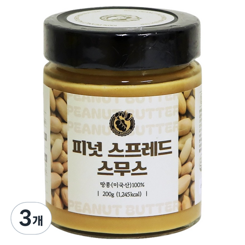 너츠브라더 땅콩버터 피넛 스프레드 스무스, 3개, 200g