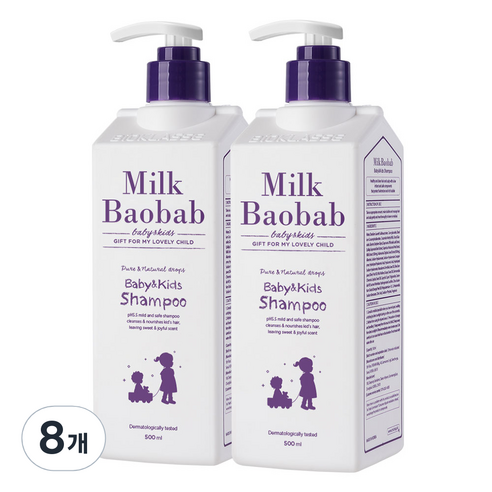 밀크바오밥 베이비&키즈 샴푸 풍선껌향, 500ml, 8개