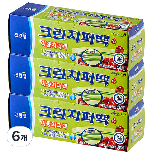 크린랲 크린지퍼백, 소(S), 20개입, 6개