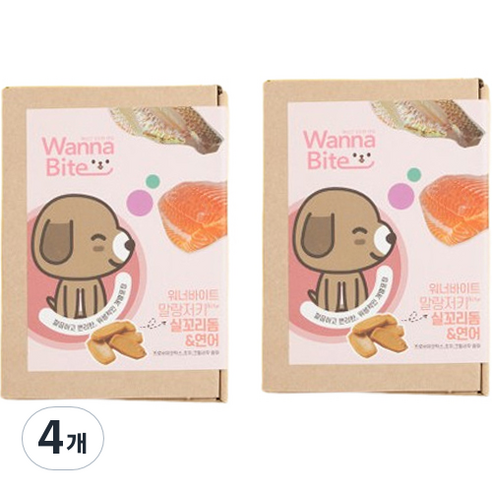 반려동물 워너바이트 말랑져키 가수분해 간식, 혼합맛(실꼬리돔/연어), 120g, 4개