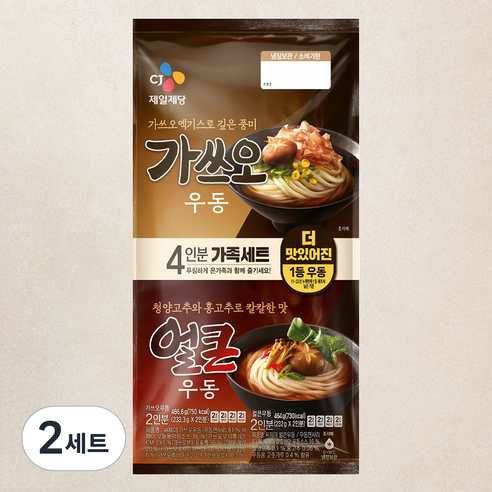 CJ제일제당 가쓰오우동 2인분 + 얼큰우동 2인분 세트, 930.6g, 2세트