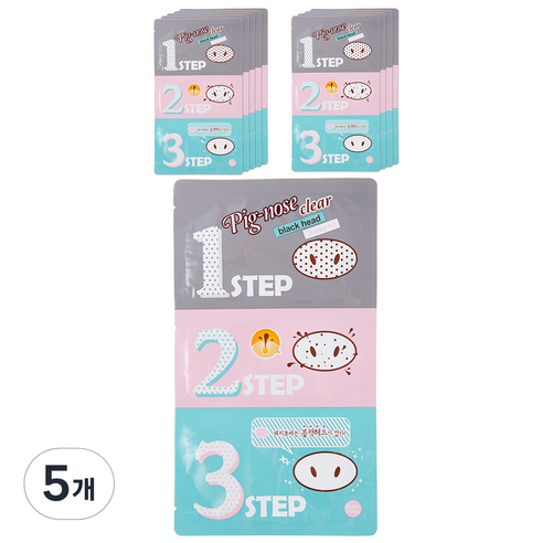 홀리카홀리카 피그 클리어 블랙헤드 3-Step 키트 코팩, 10개입, 5개